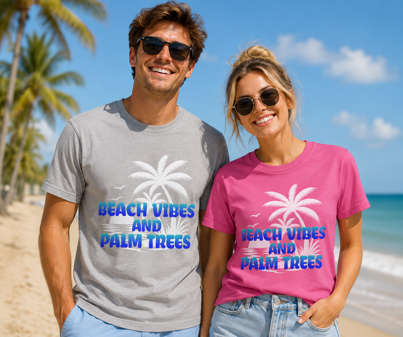 "Beach Vibes and Palm Trees" Tropical Graphic Tee