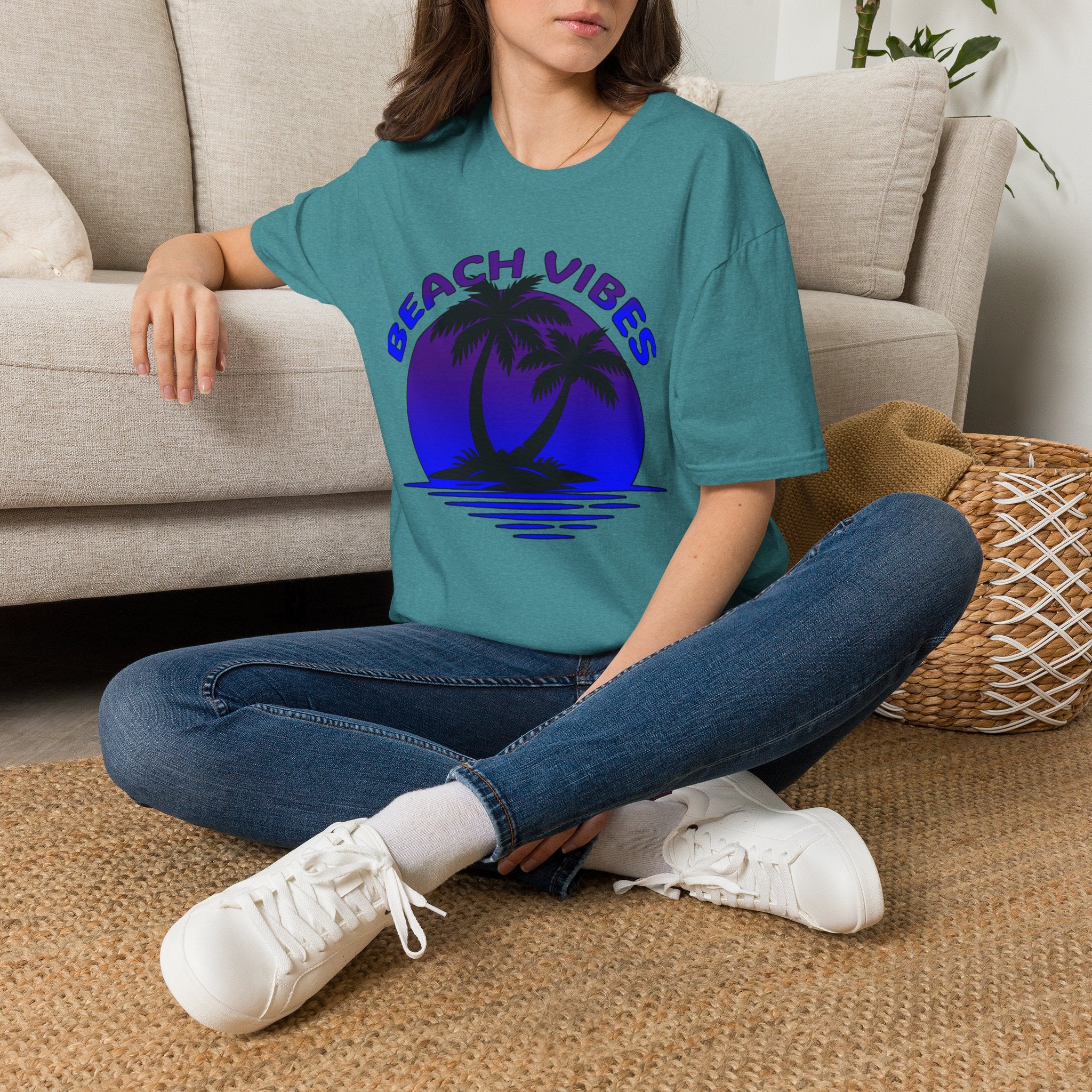Beach Vibes T-Shirt — Retro Palm Sunset Graphic Tee