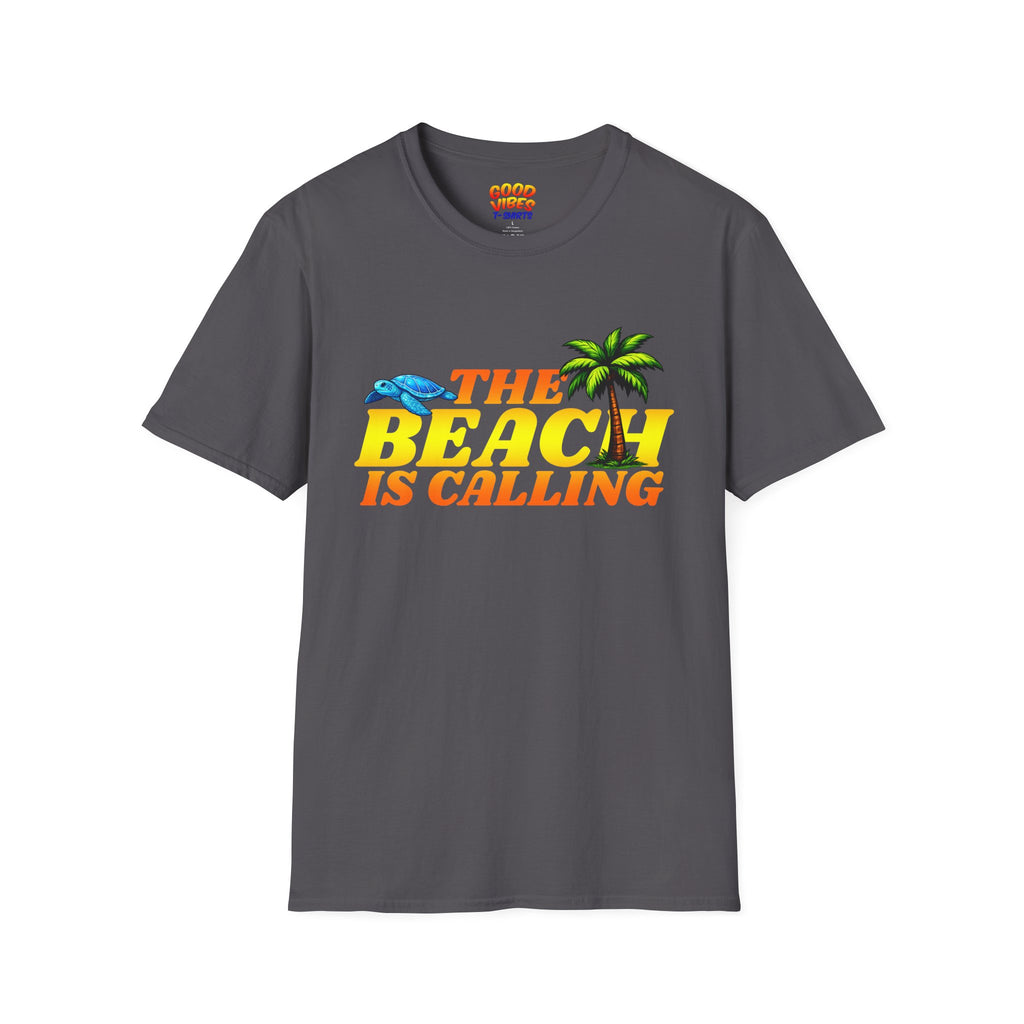 Beach Is Calling T-Shirt — Tropical Palm & Dolphin Summer Tee
