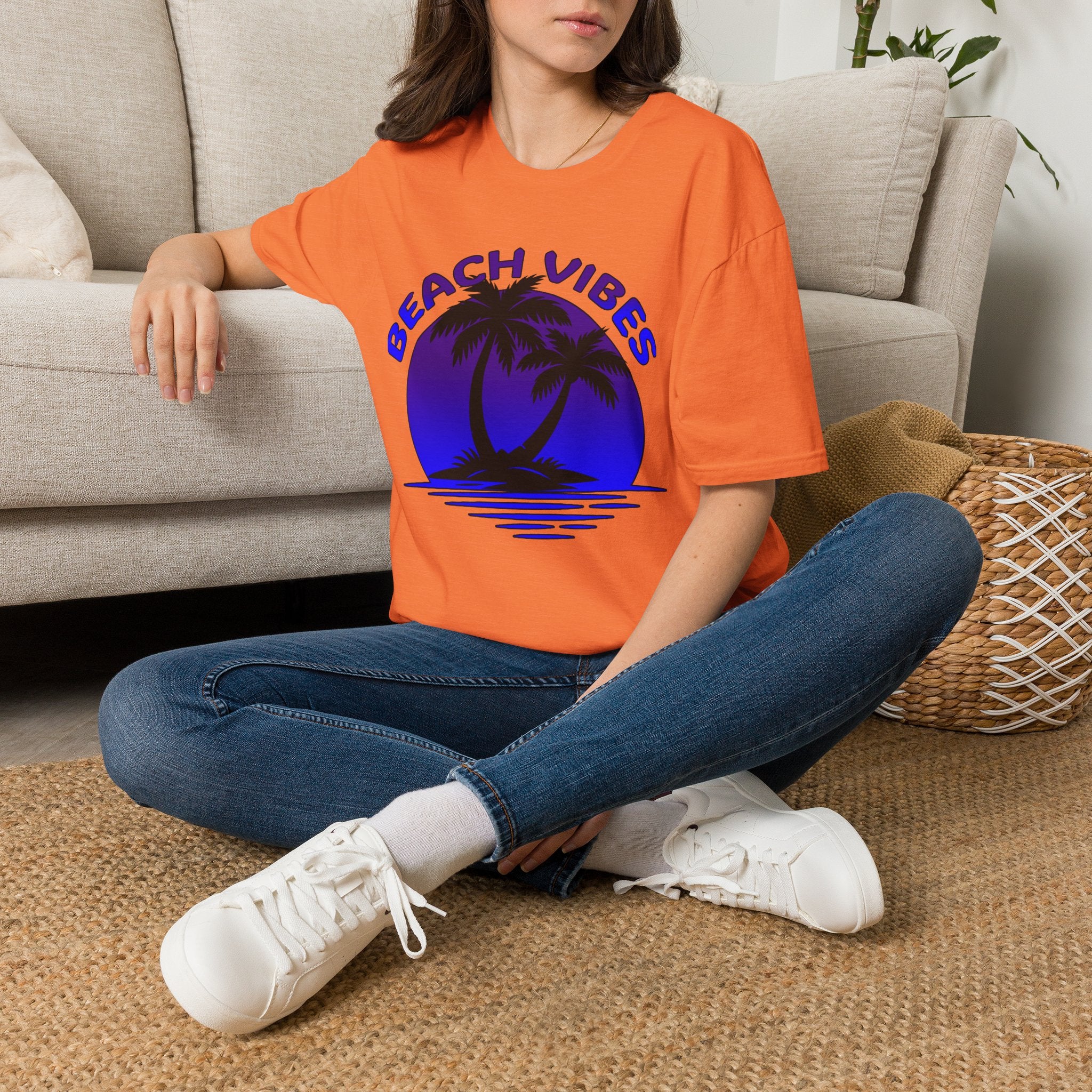 Beach Vibes T-Shirt — Retro Palm Sunset Graphic Tee