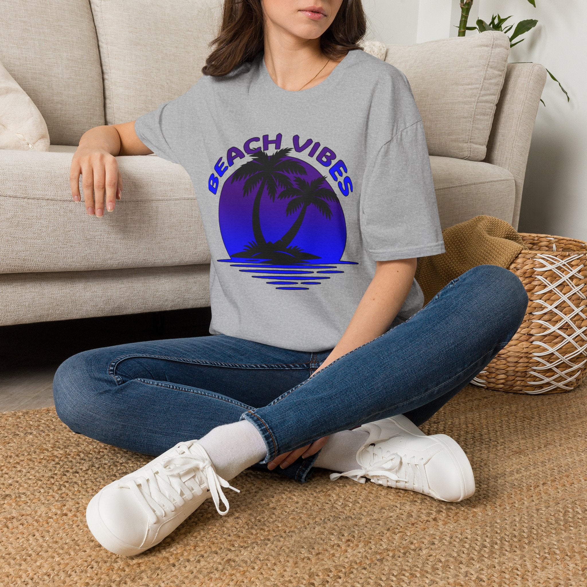 Beach Vibes T-Shirt — Retro Palm Sunset Graphic Tee