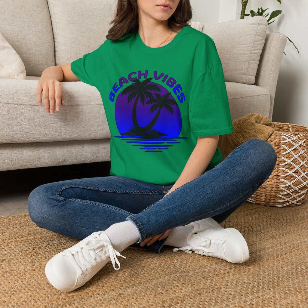 Beach Vibes T-Shirt — Retro Palm Sunset Graphic Tee
