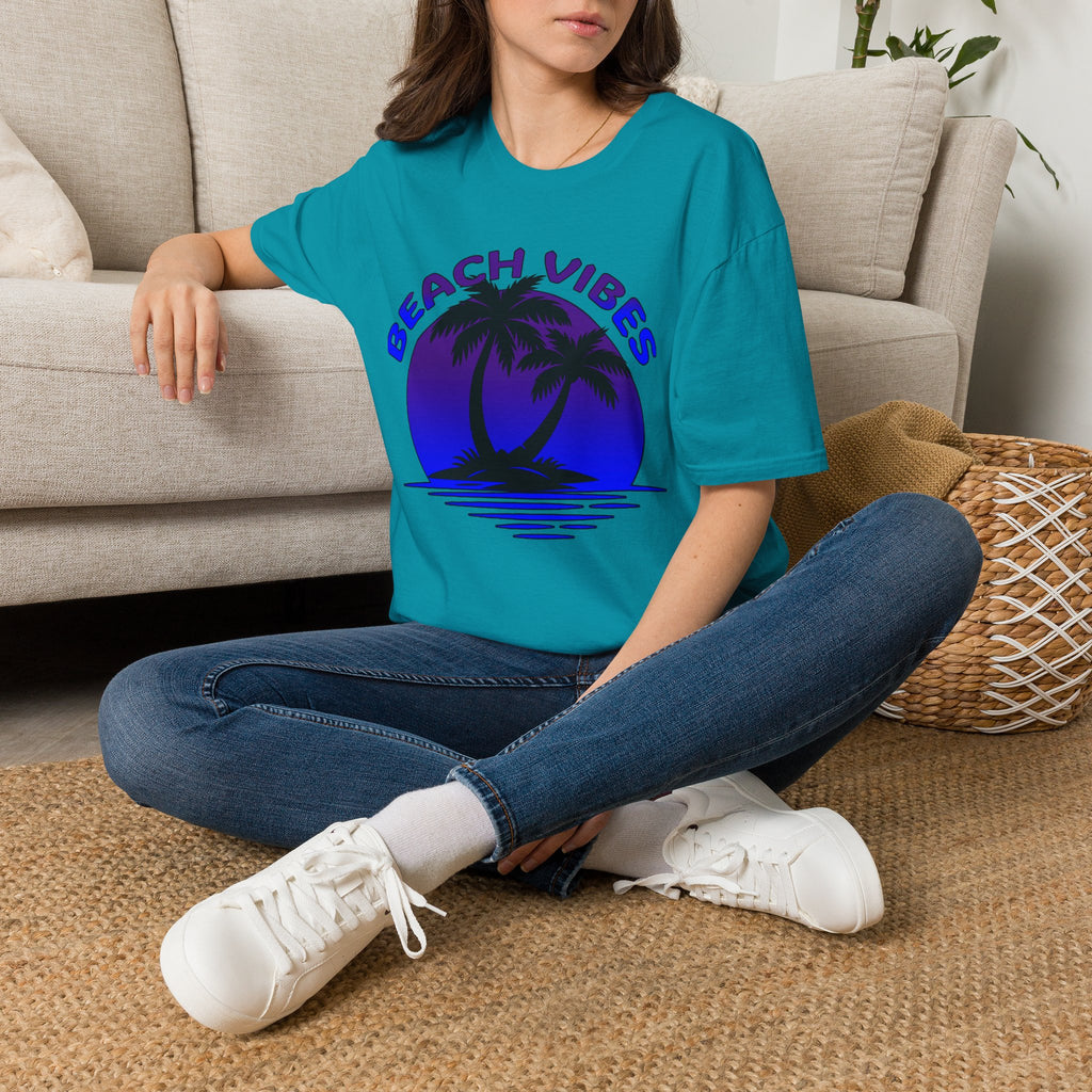 Beach Vibes T-Shirt — Retro Palm Sunset Graphic Tee