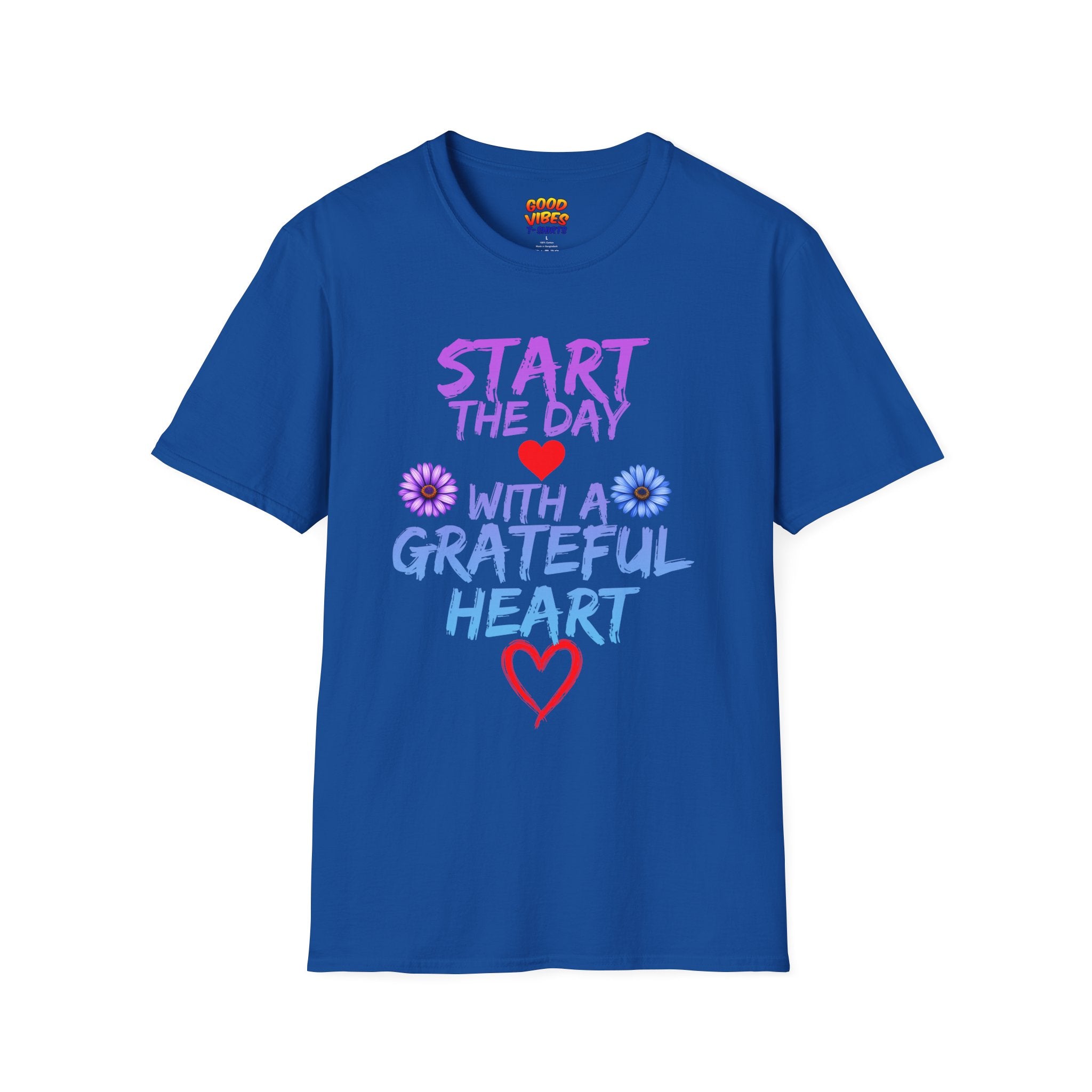 "Start the Day with a Grateful Heart" Inspirational Tee -- Grateful Heart T-Shirt