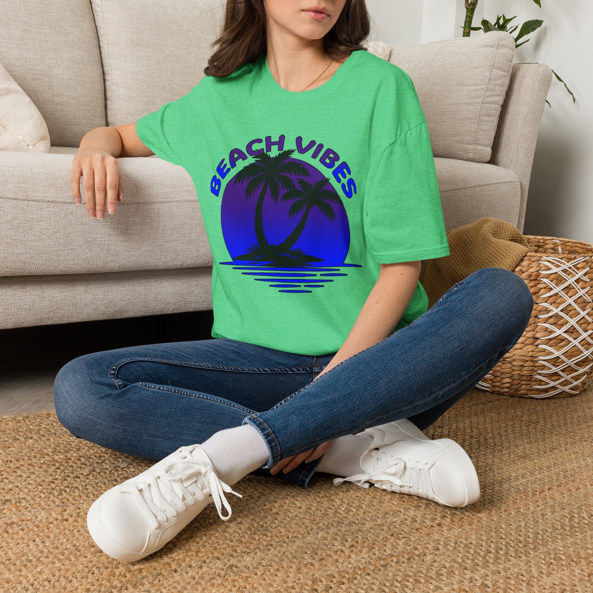 Beach Vibes T-Shirt — Retro Palm Sunset Graphic Tee