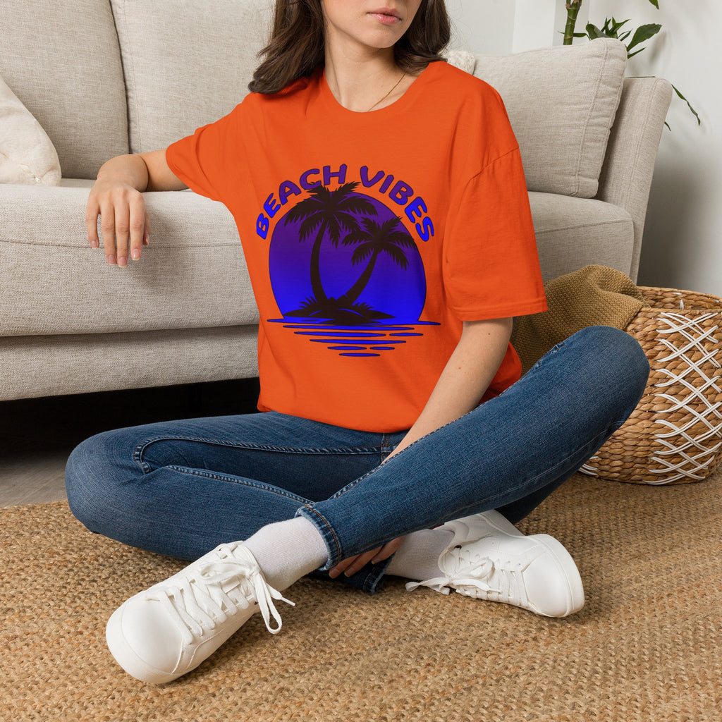 Beach Vibes T-Shirt — Retro Palm Sunset Graphic Tee