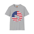 Hooked on Freedom Bass Fishing T-Shirt — Patriotic USA Flag Design