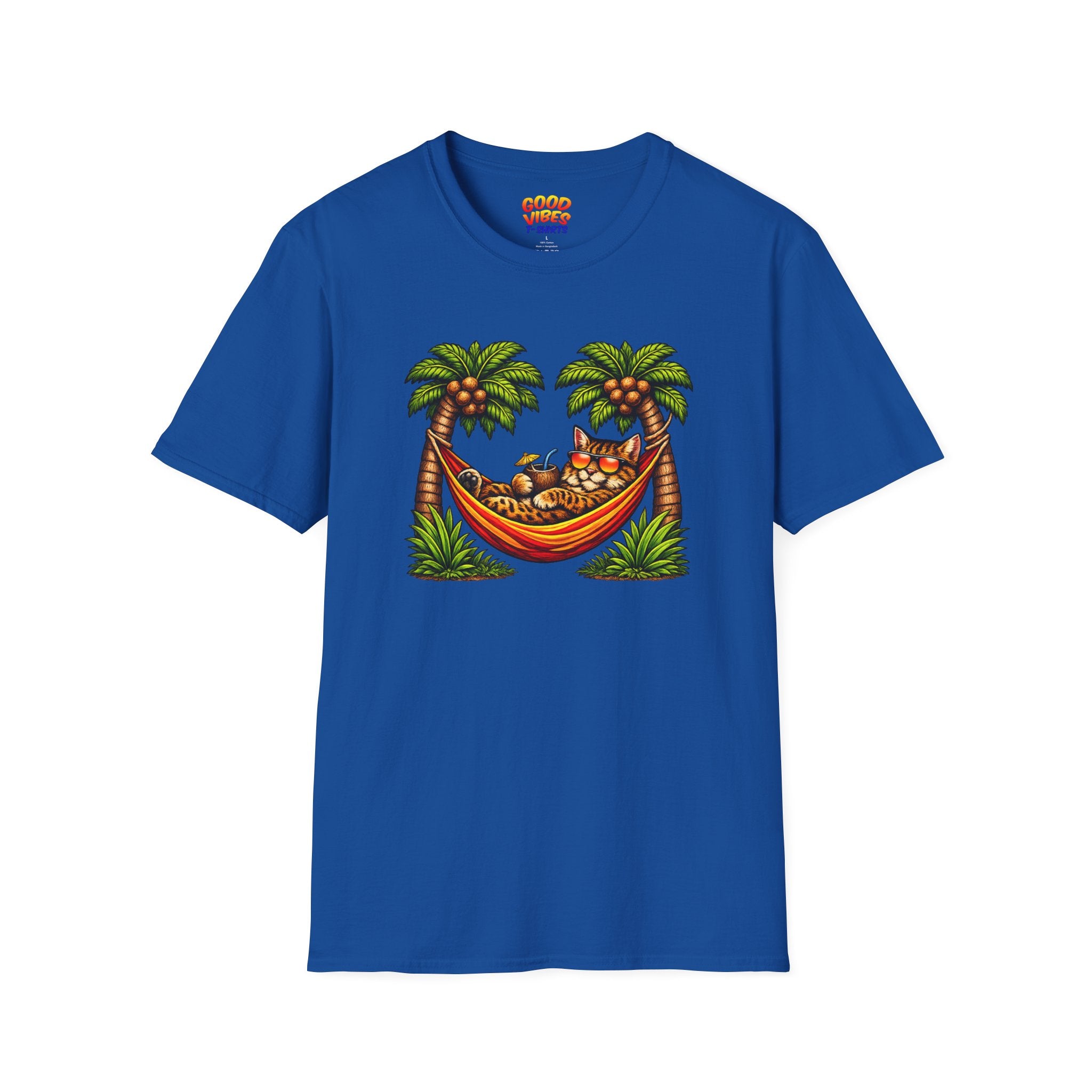 Cat in Hammock T-Shirt — Tropical Lazy Cat Tee