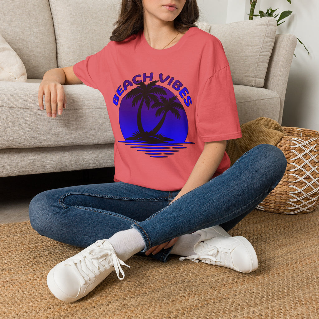Beach Vibes T-Shirt — Retro Palm Sunset Graphic Tee