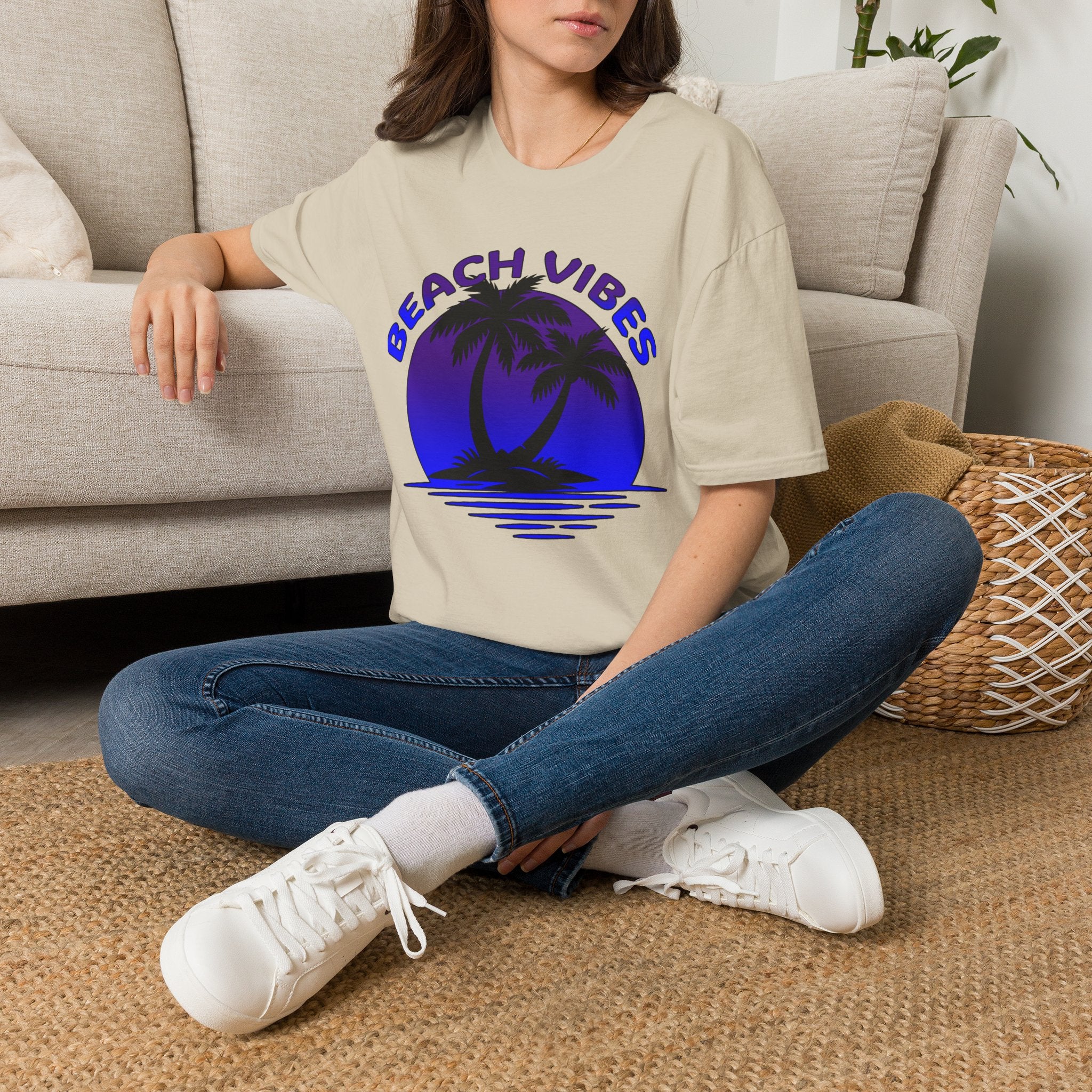 Beach Vibes T-Shirt — Retro Palm Sunset Graphic Tee