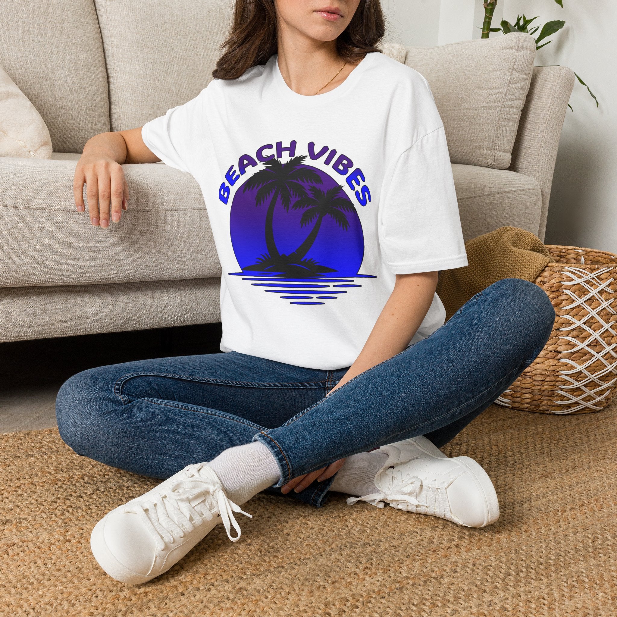Beach Vibes T-Shirt — Retro Palm Sunset Graphic Tee