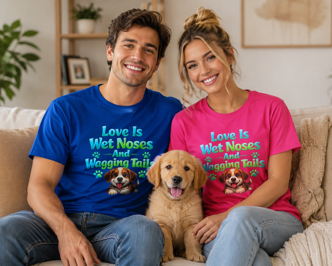 Love Is Wet Noses And Wagging Tails T-Shirt — Cute Puppy Dog Lover Tee
