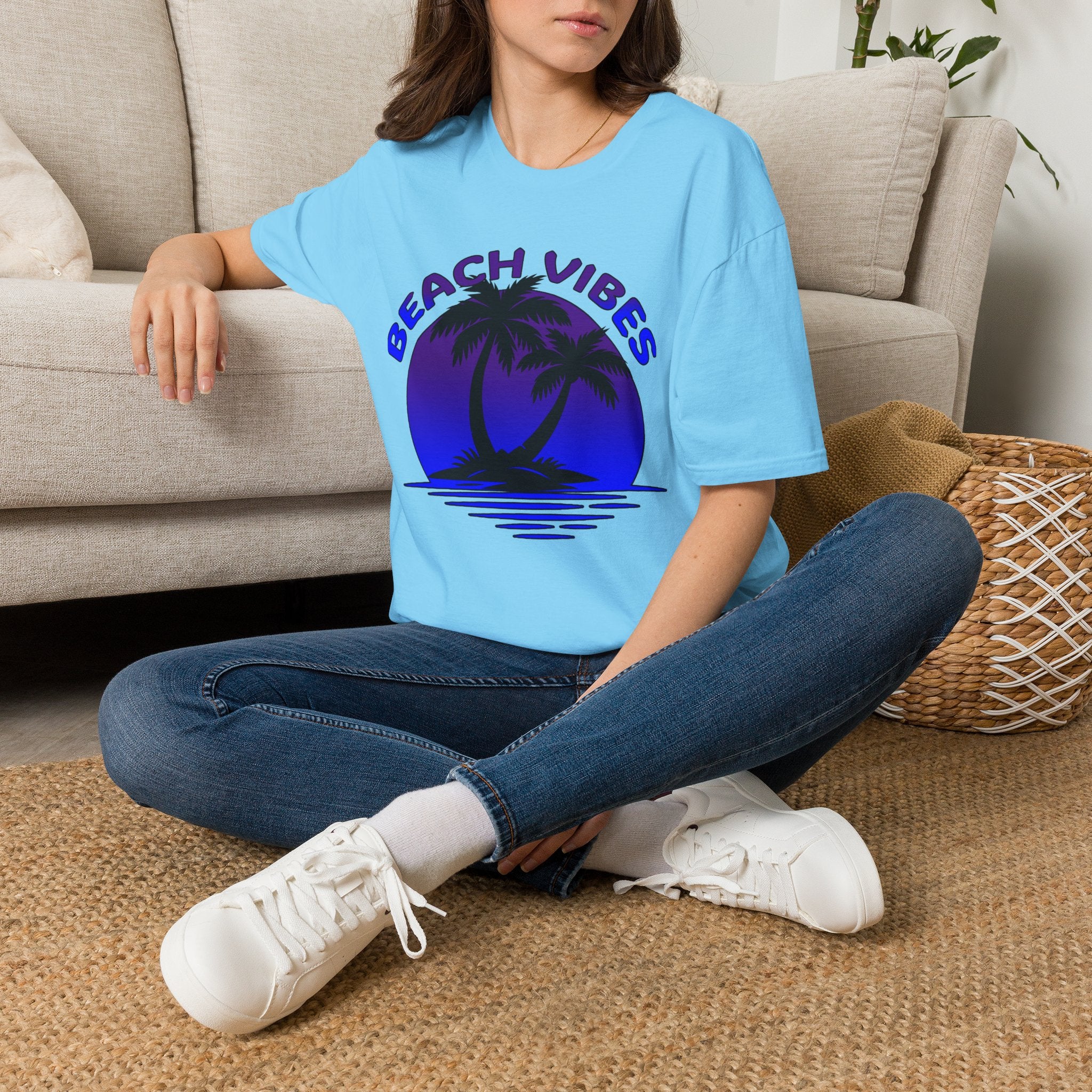 Beach Vibes T-Shirt — Retro Palm Sunset Graphic Tee