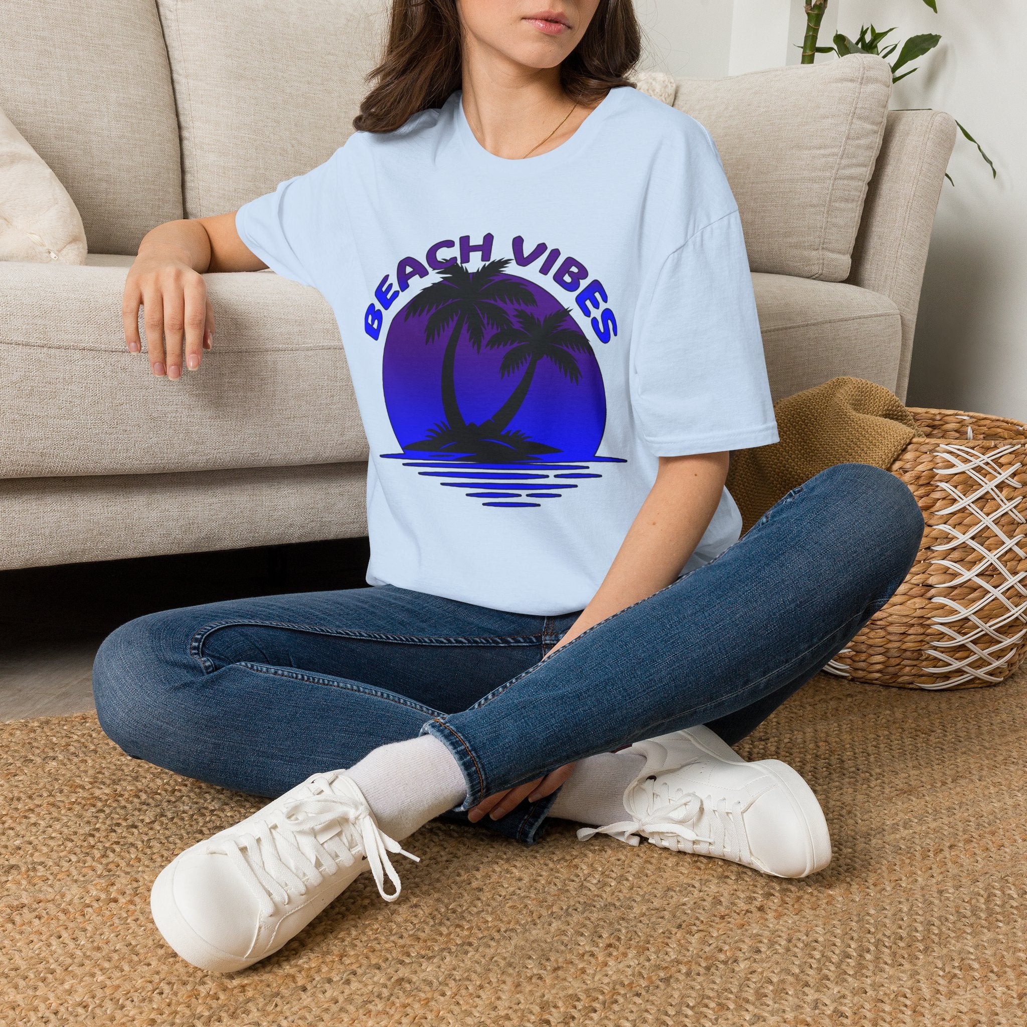Beach Vibes T-Shirt — Retro Palm Sunset Graphic Tee