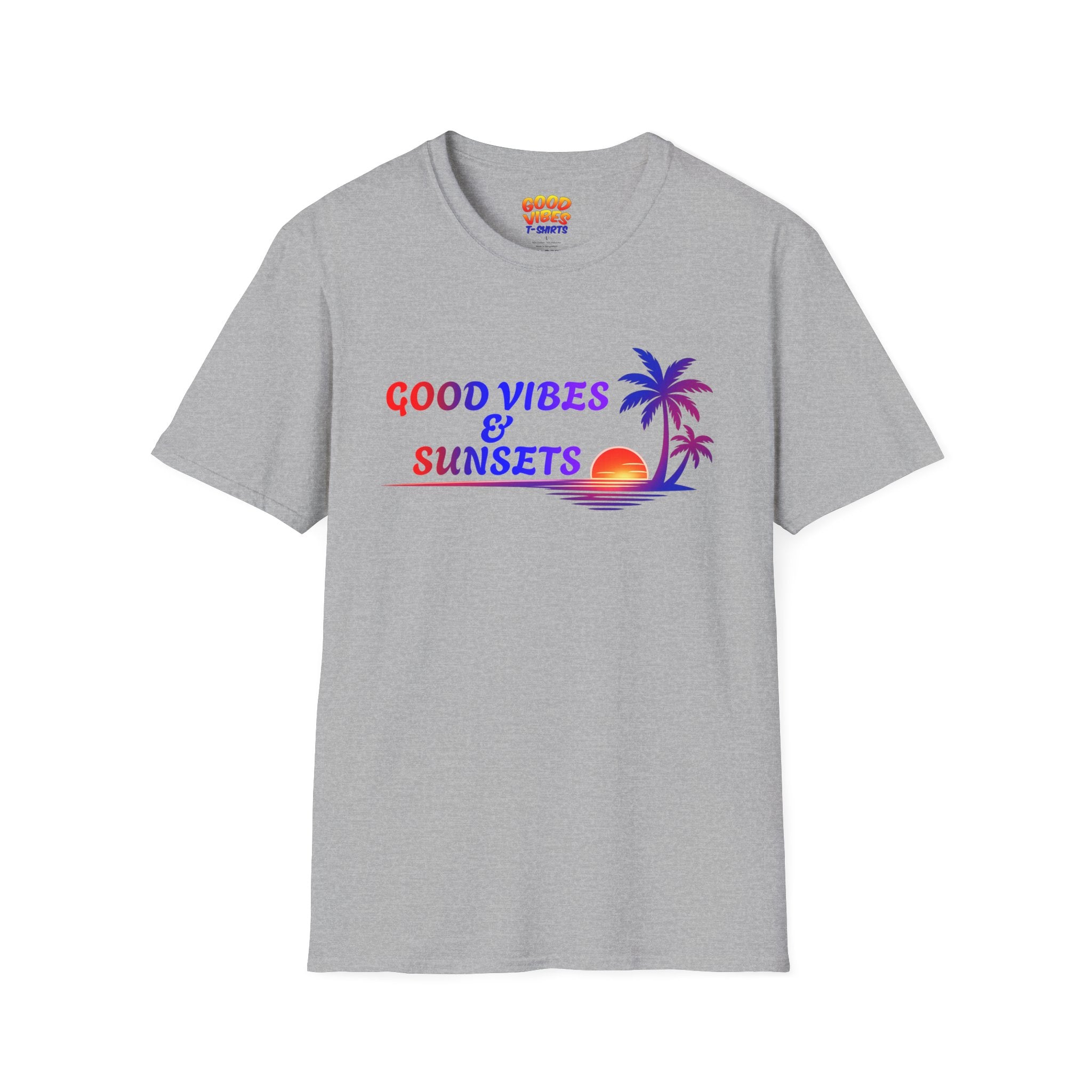 Good Vibes & Sunsets T-Shirt — Tropical Palm Beach Graphic Tee