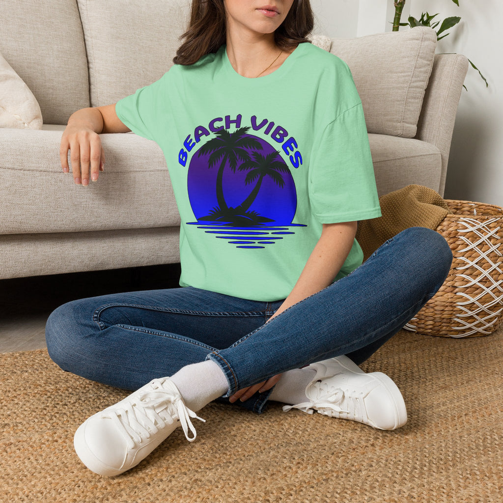 Beach Vibes T-Shirt — Retro Palm Sunset Graphic Tee