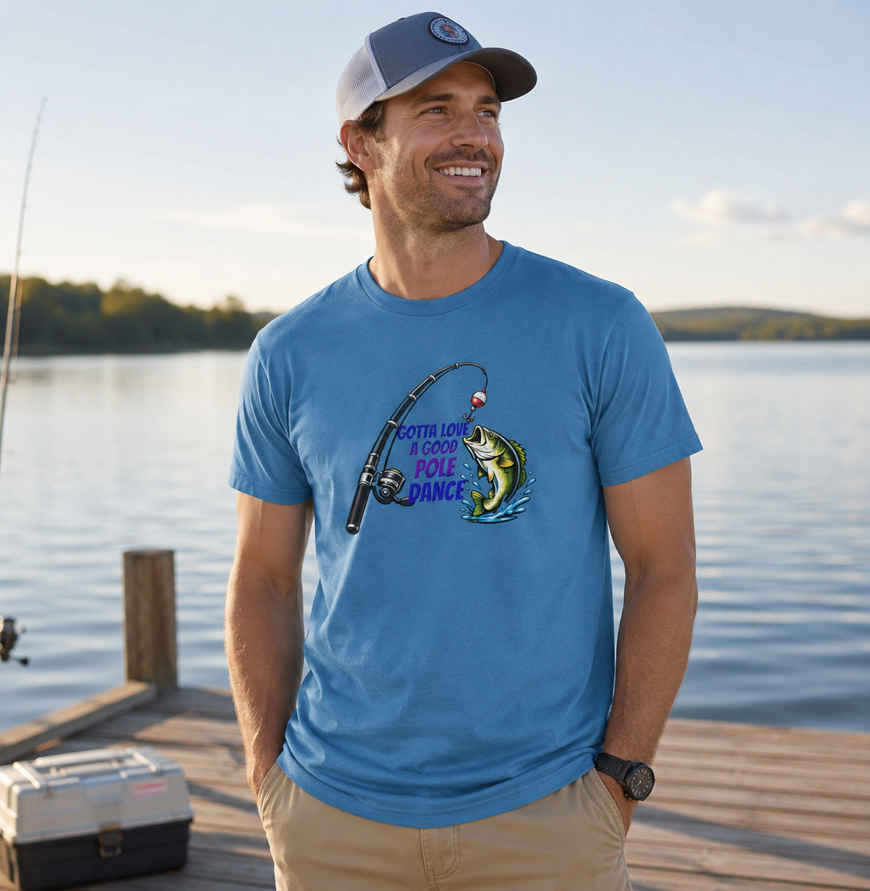 Fishing T-Shirt — "Gotta Love a Good Pole Dance" Humorous Bass Angler Tee